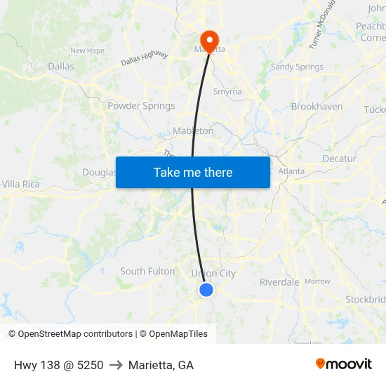 Hwy 138 @ 5250 to Marietta, GA map