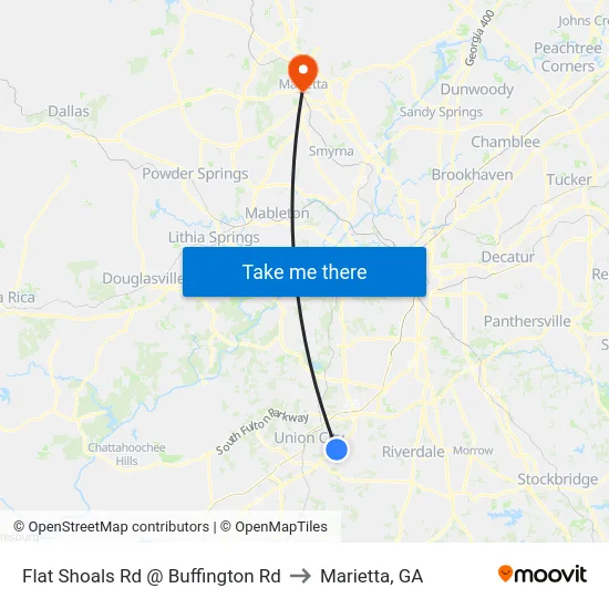 Flat Shoals Rd @ Buffington Rd to Marietta, GA map