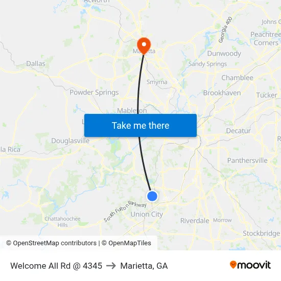 Welcome All Rd @ 4345 to Marietta, GA map