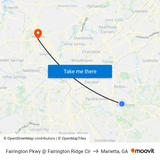 Fairington Pkwy @ Fairington Ridge Cir to Marietta, GA map