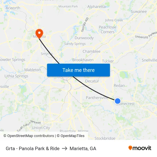 Grta - Panola Park & Ride to Marietta, GA map