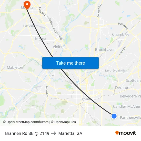 Brannen Rd SE @ 2149 to Marietta, GA map