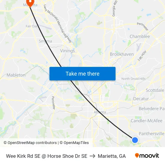Wee Kirk Rd SE @ Horse Shoe Dr SE to Marietta, GA map