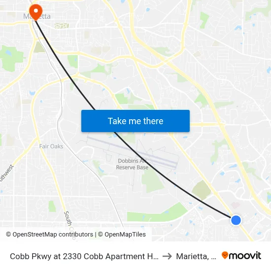 Cobb Pkwy at 2330 Cobb Apartment Homes to Marietta, GA map