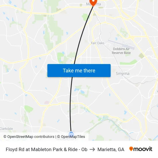 Floyd Rd at Mableton Park & Ride - Ob to Marietta, GA map