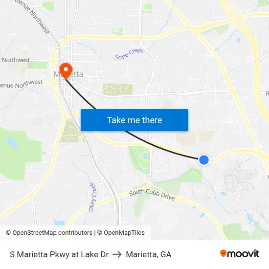 S Marietta Pkwy at Lake Dr to Marietta, GA map