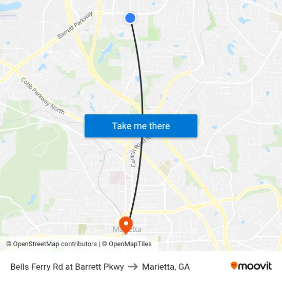 Bells Ferry Rd at Barrett Pkwy to Marietta, GA map