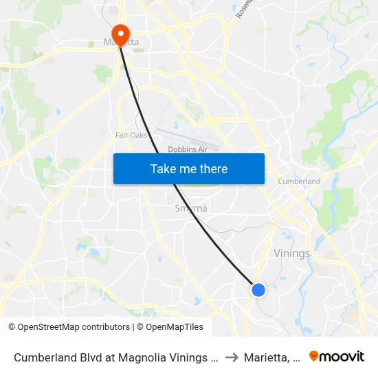 Cumberland Blvd at Magnolia Vinings Apts to Marietta, GA map