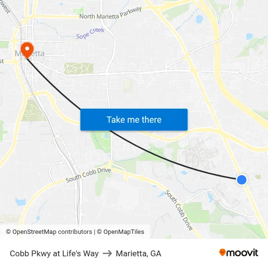 Cobb Pkwy at Life's Way to Marietta, GA map