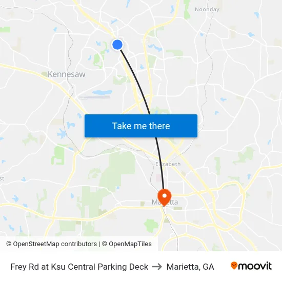 Frey Rd at Ksu Central Parking Deck to Marietta, GA map