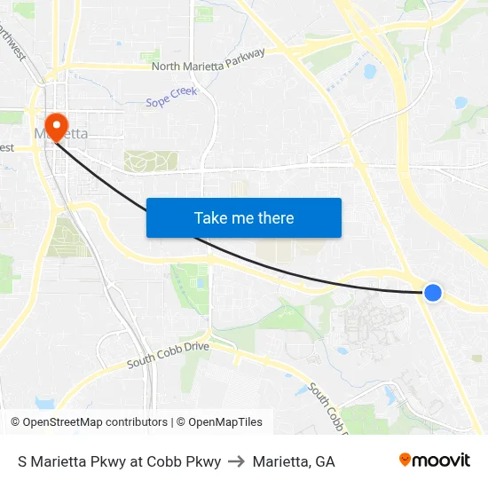 S Marietta Pkwy at Cobb Pkwy to Marietta, GA map