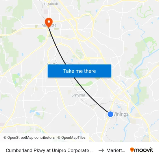 Cumberland Pkwy at Unipro Corporate Office / Kaise to Marietta, GA map