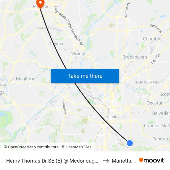 Henry Thomas Dr SE (E) @ Mcdonough Blvd SE to Marietta, GA map