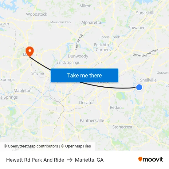 Hewatt Rd Park And Ride to Marietta, GA map