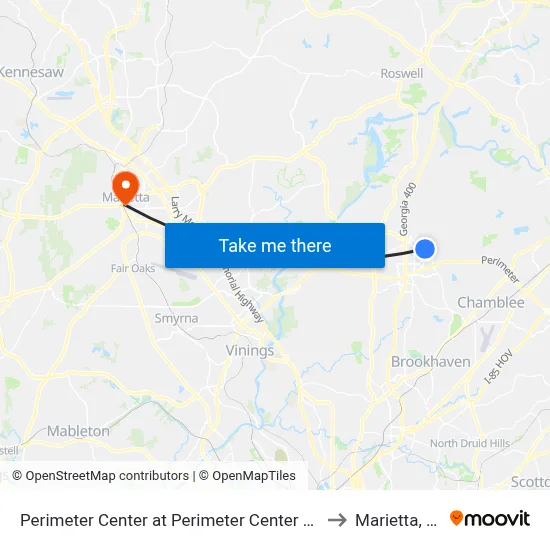 Perimeter Center at Perimeter Center Pkwy to Marietta, GA map
