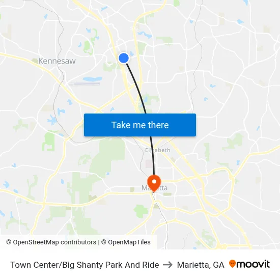 Town Center/Big Shanty Park And Ride to Marietta, GA map