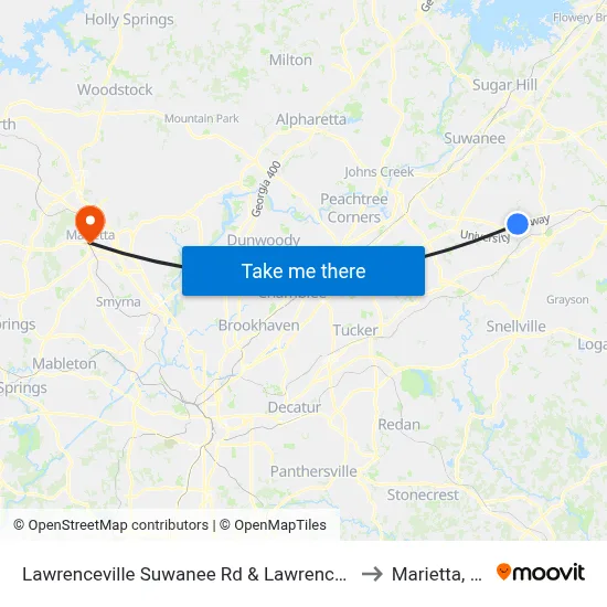 Lawrenceville Suwanee Rd & Lawrenceville to Marietta, GA map