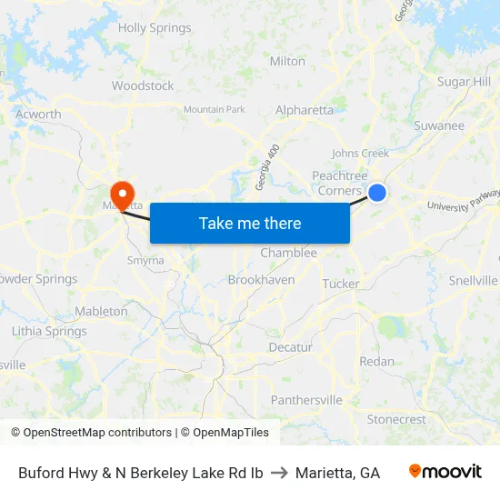Buford Hwy & N Berkeley Lake Rd Ib to Marietta, GA map