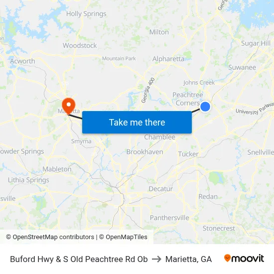 Buford Hwy & S Old Peachtree Rd Ob to Marietta, GA map