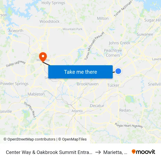 Center Way & Oakbrook Summit Entrance to Marietta, GA map