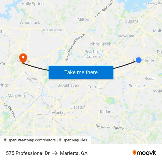 575 Professional Dr to Marietta, GA map