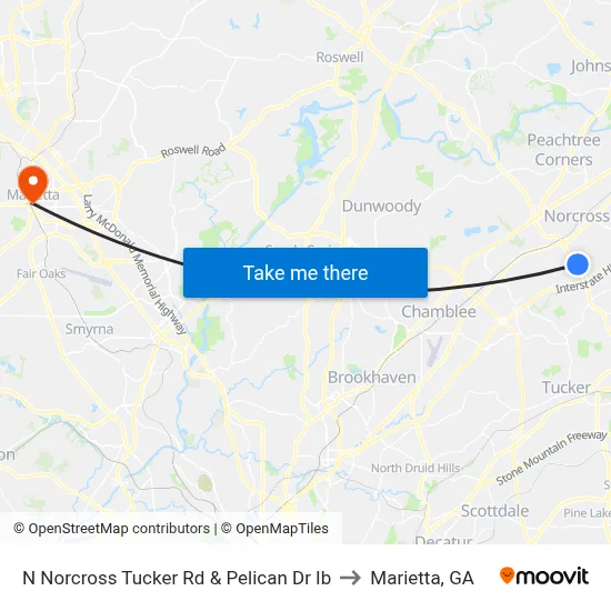 N Norcross Tucker Rd & Pelican Dr Ib to Marietta, GA map