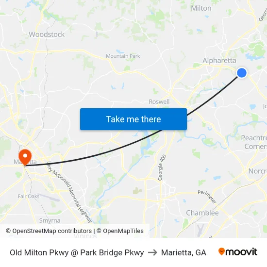 Old Milton Pkwy @ Park Bridge Pkwy to Marietta, GA map