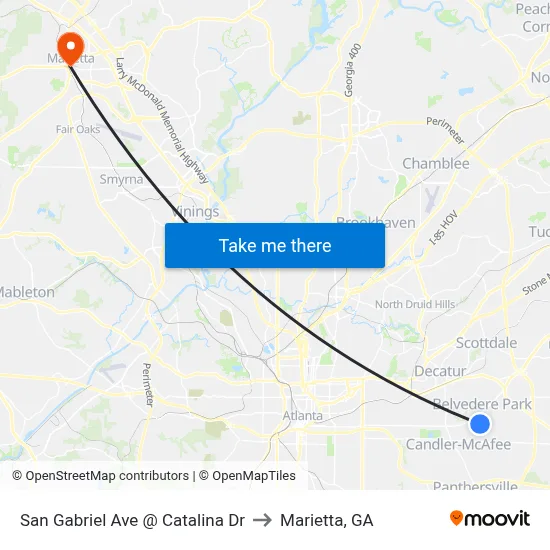 San Gabriel Ave @ Catalina Dr to Marietta, GA map