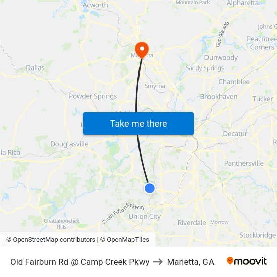 Old Fairburn Rd @ Camp Creek Pkwy to Marietta, GA map