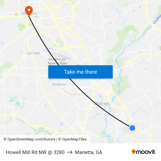 Howell Mill Rd NW @ 3280 to Marietta, GA map