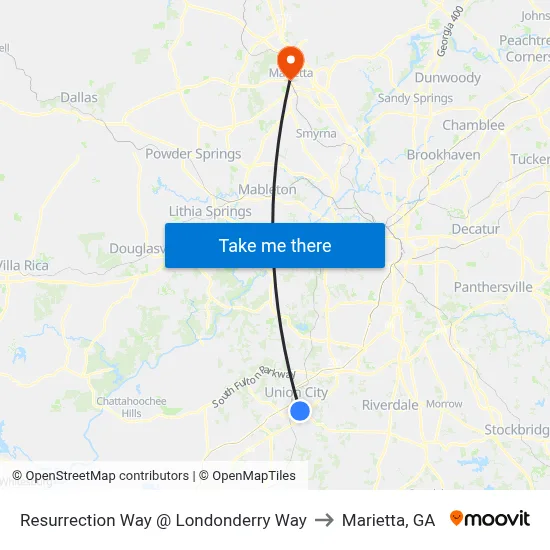 Resurrection Way @ Londonderry Way to Marietta, GA map
