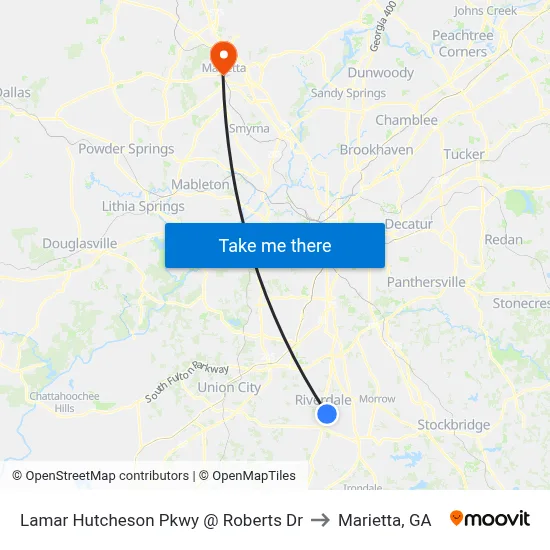 Lamar Hutcheson Pkwy @ Roberts Dr to Marietta, GA map