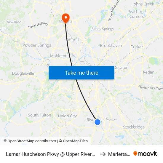 Lamar Hutcheson Pkwy @ Upper Riverdale Rd SW to Marietta, GA map