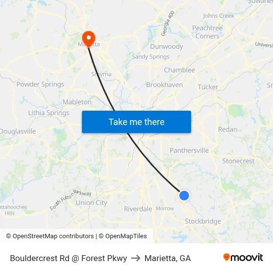 Bouldercrest Rd @ Forest Pkwy to Marietta, GA map