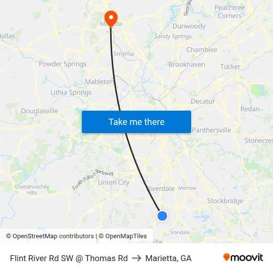 Flint River Rd SW @ Thomas Rd to Marietta, GA map
