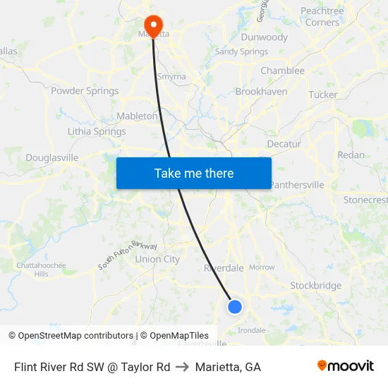 Flint River Rd SW @ Taylor Rd to Marietta, GA map