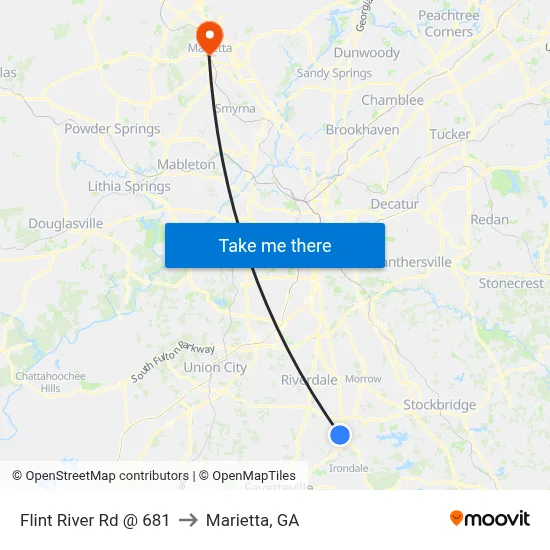Flint River Rd @ 681 to Marietta, GA map