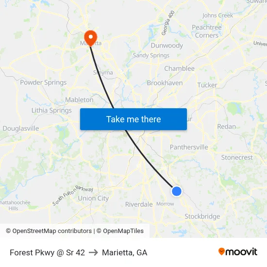 Forest Pkwy @ Sr 42 to Marietta, GA map