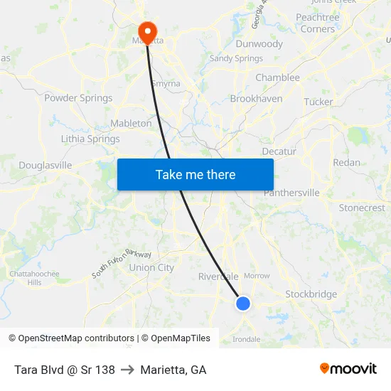 Tara Blvd @ Sr 138 to Marietta, GA map