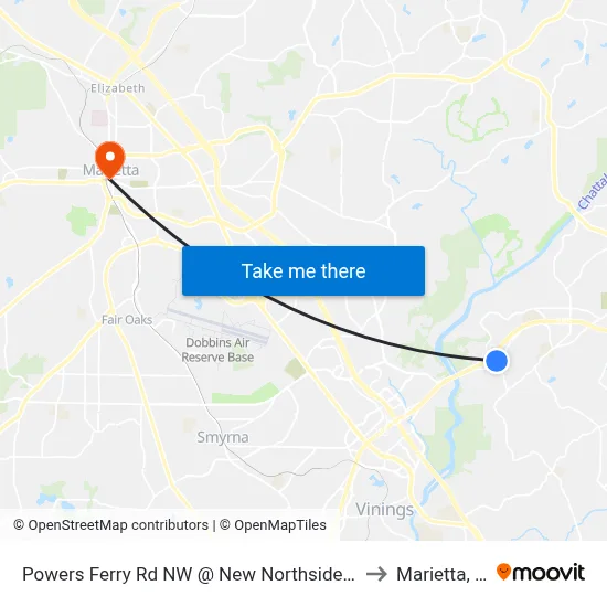 Powers Ferry Rd NW @ New Northside Dr NW to Marietta, GA map