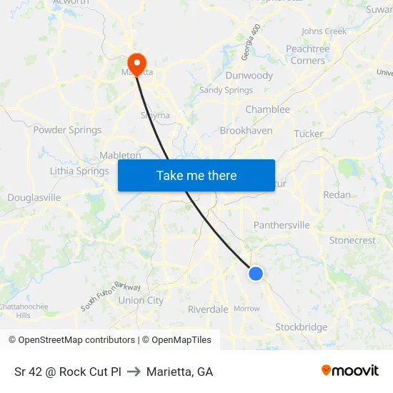 Sr 42 @ Rock Cut Pl to Marietta, GA map