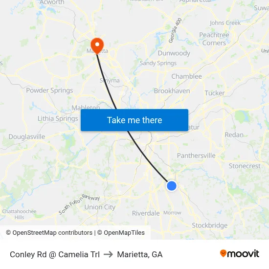 Conley Rd @ Camelia Trl to Marietta, GA map