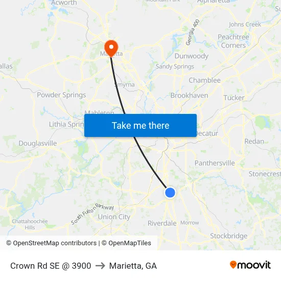 Crown Rd SE @ 3900 to Marietta, GA map
