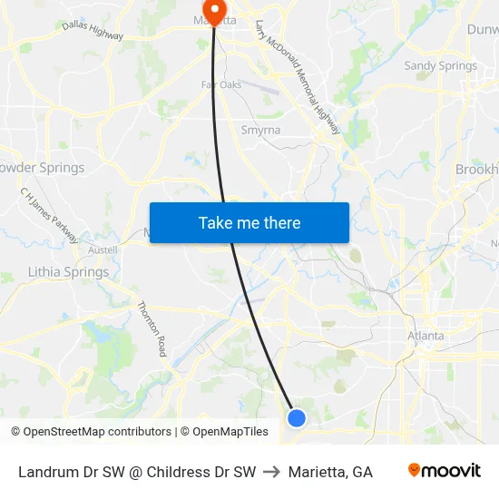 Landrum Dr SW @ Childress Dr SW to Marietta, GA map