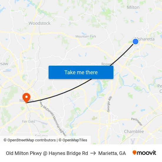 Old Milton Pkwy @ Haynes Bridge Rd to Marietta, GA map