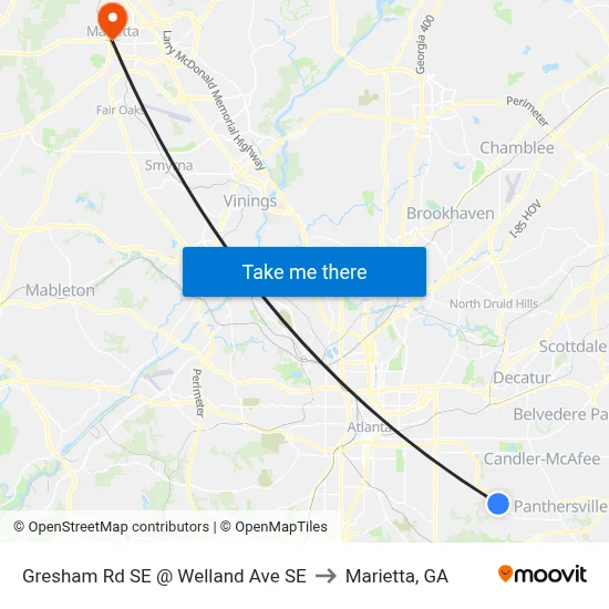 Gresham Rd SE @ Welland Ave SE to Marietta, GA map