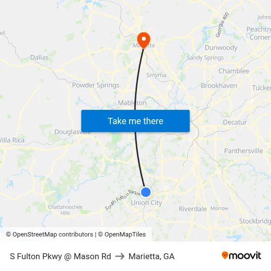 S Fulton Pkwy @ Mason Rd to Marietta, GA map