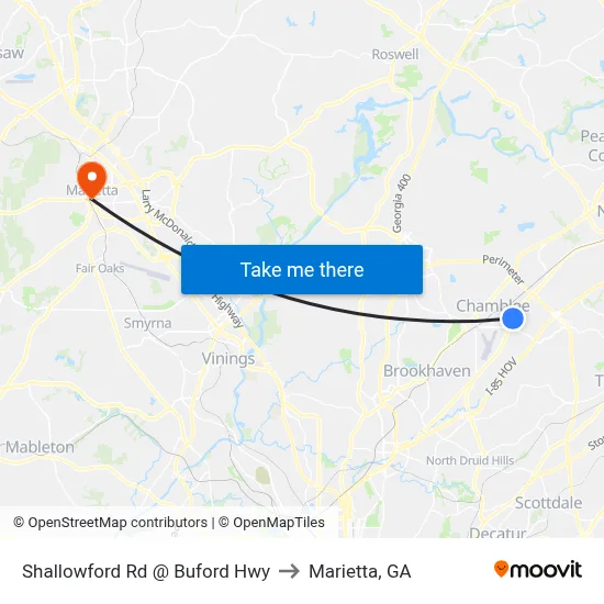 Shallowford Rd @ Buford Hwy to Marietta, GA map