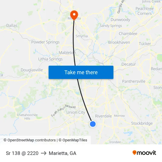 Sr 138 @ 2220 to Marietta, GA map