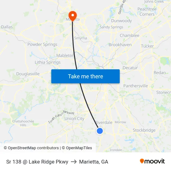 Sr 138 @ Lake Ridge Pkwy to Marietta, GA map